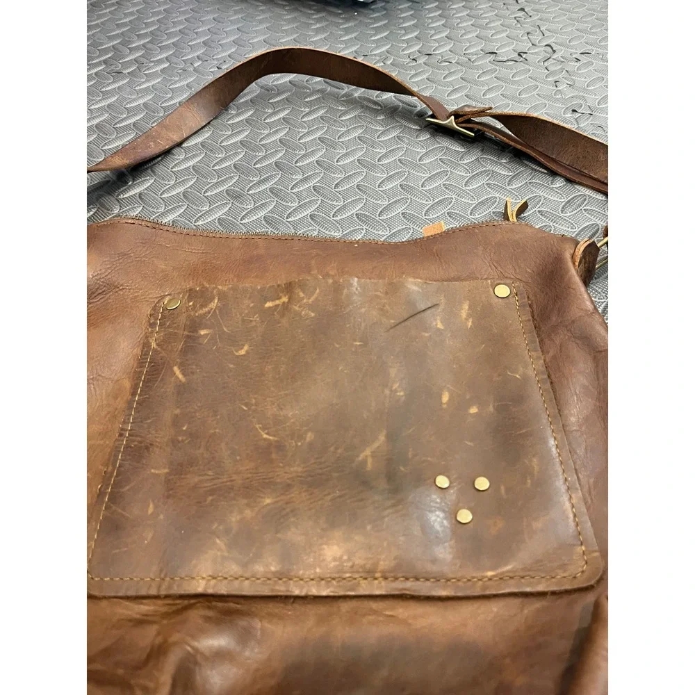 In Blue Handmade Leather Crossbody Bag Purse Brown Distressed Zip Shoulder